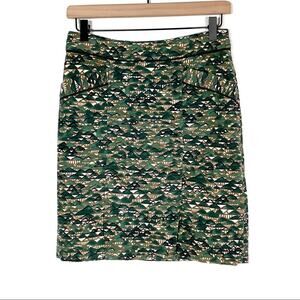 Anthropologie Edme & Esyllte green velvet straight knee length pencil skirt sz 2